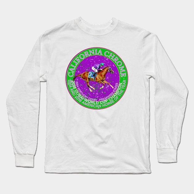 California Chrome 2014 Kentucky Derby Champion Long Sleeve T-Shirt by Ginny Luttrell